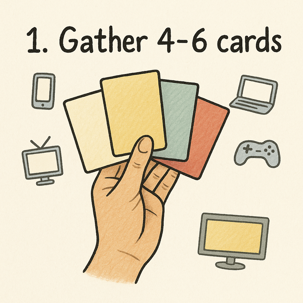Step 1: Gather 4–6 colourful index cards