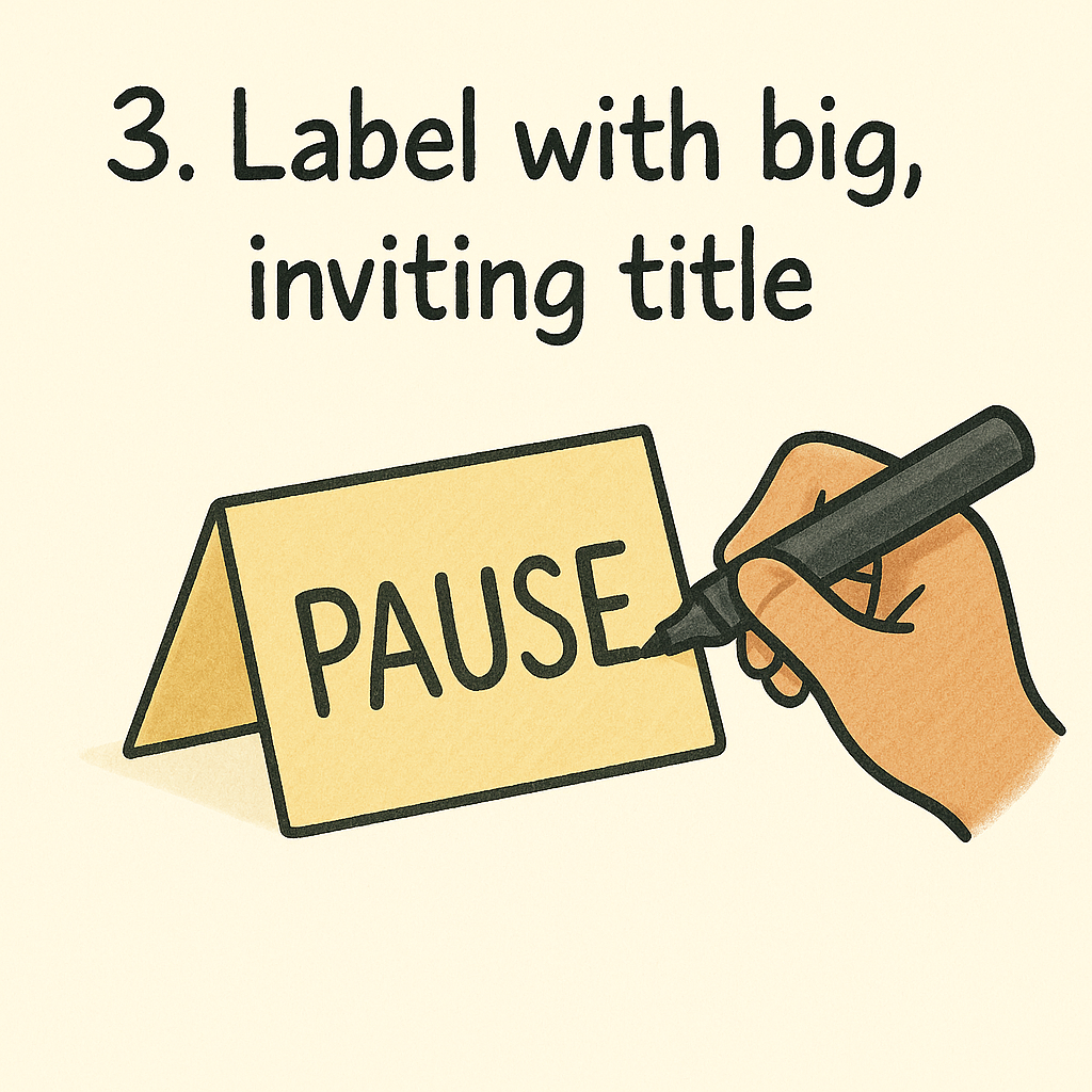 Step 3: Label with a big, inviting title